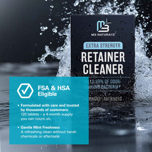 Retainer Cleanser Tablets Invisalign Cleaner, Removes Odors Discoloration Stains and Plaque 4 Month Supply Denture Cleansers Retainers
