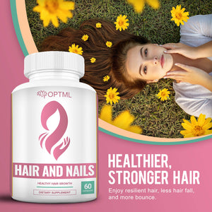 OPTML Hair and Nail Vitamins for Hair Growth and Thickness, Biotin-Infused Hair Pills, Hair Vitamins for Faster Hair Growth and Healthy Nails, for Women and Men, 60 Capsules OPTML buy supplements Au