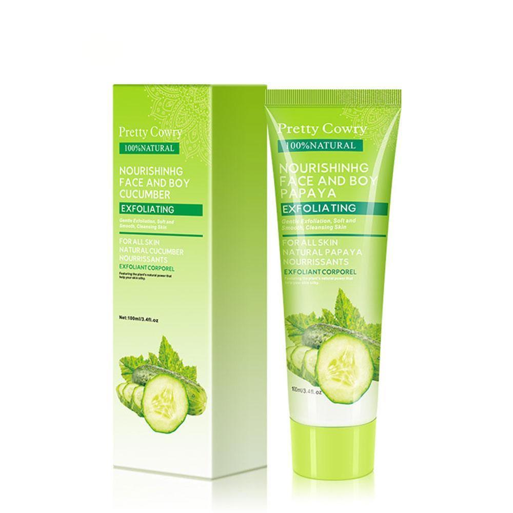 Papaya Cucumber Coconut Exfoliating Gel - Gentle Facial & Body Scrub 100ml