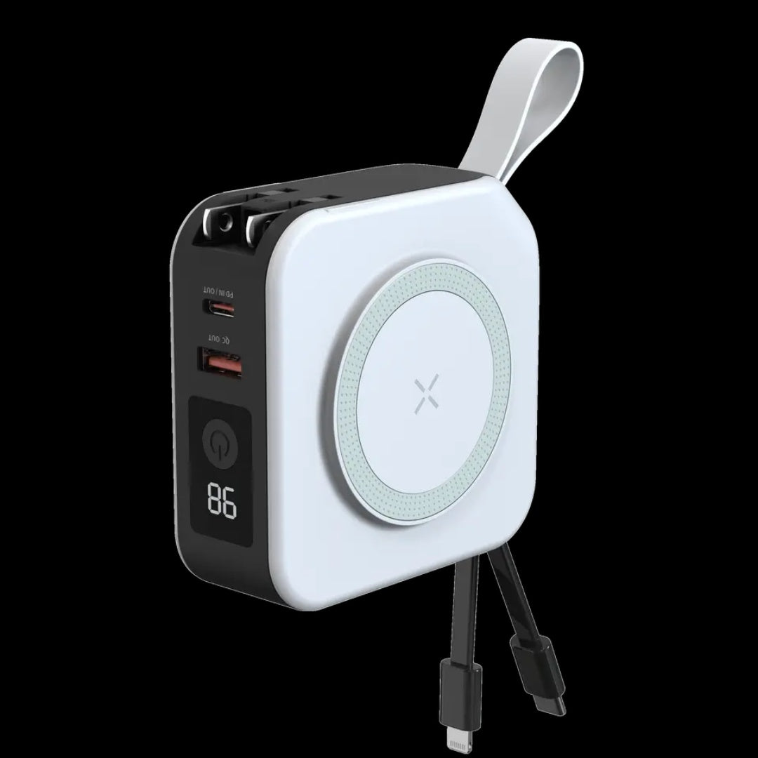 Magnetic Wireless Power Bank with Built-in Cable - Portable Fast Charger
