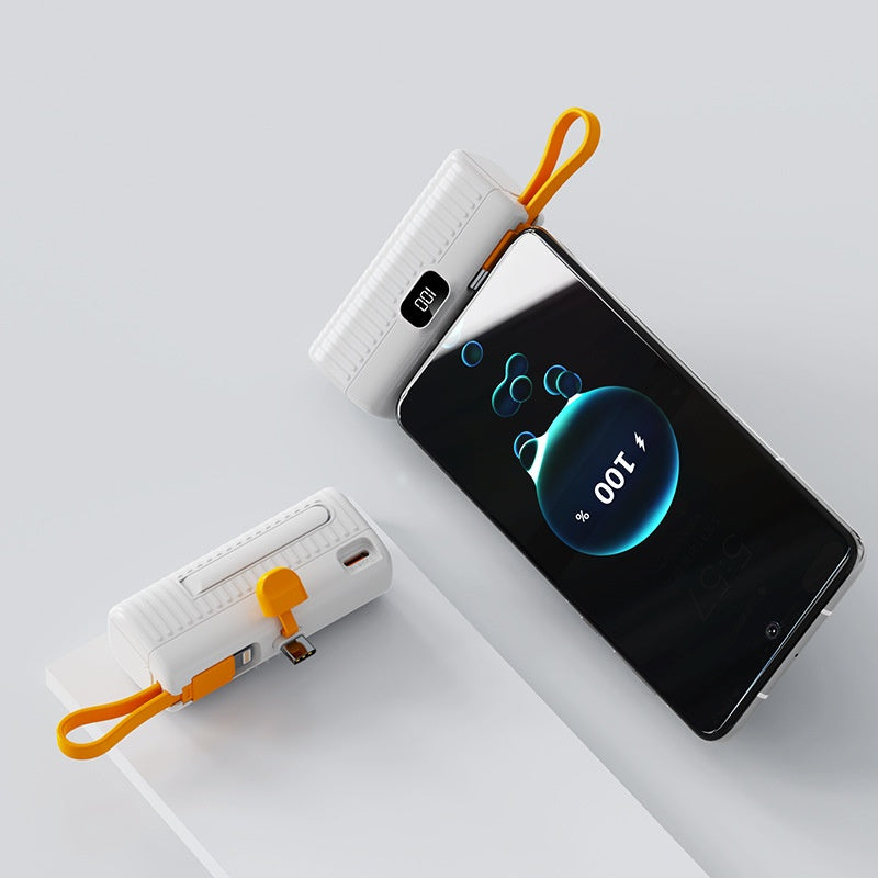 Compact Capsule Power Bank with Type-C / Lightning Plug - Portable Mini Charger
