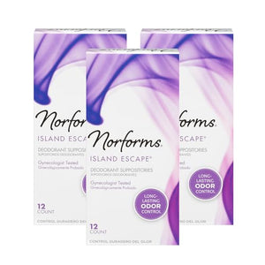 Norforms Feminine Deodorant Suppositories, Long Lasting Odor Control, Tropical Splash Scent