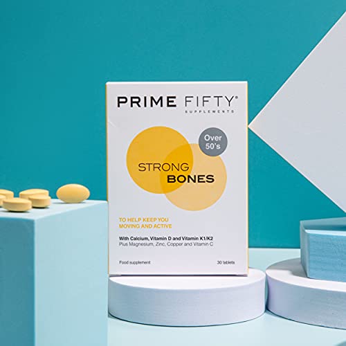 Prime Fifty Strong Bones Supplements - 28 Multivitamin Tablets with Calcium, Magnesium