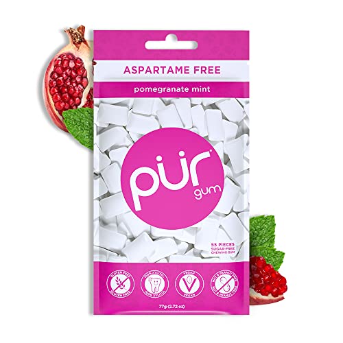PUR Gum | Aspartame Free Chewing Gum | 100% Xylitol | Natural Pomegranate 
