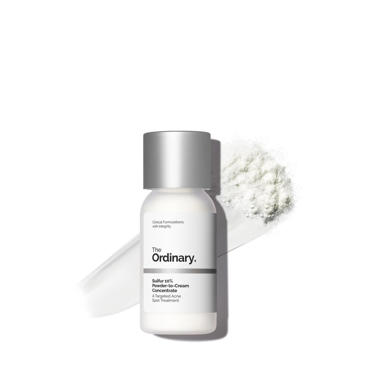 The Ordinary Sulfur 10% Powder-to-Cream Acne Spot Treatment Concentrate, Reduces Pimple Size and Zit Redness, 0.18 Oz