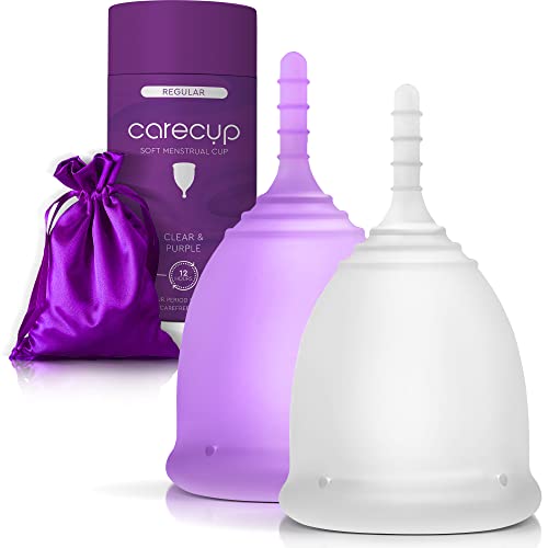 CareCup Menstrual Cups - Set of 2 Reusable Period Cups - Premium Design with Soft, Flexible