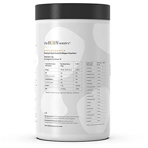 The Body Source Premium Hydrolysed Collagen Powder - 400g Unflavoured Bovine Collagen