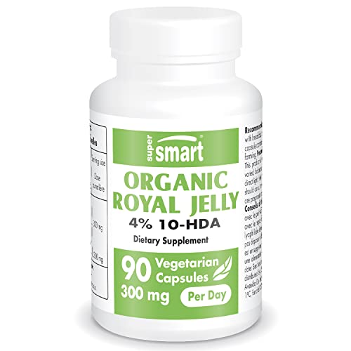 Supersmart - Organic Royal Jelly 300mg per Day (High Strength 4% 10-HDA) - Freeze