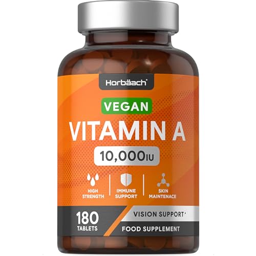 Vitamin A Tablets 10000iu | 180 Count | High Strength Vitamin A as Retinol Acetate 