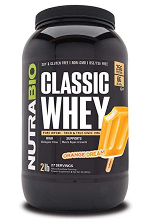NutraBio Classic Whey Protein Powder- 25G of Protein Per Scoop - Full-Spectrum Amino 