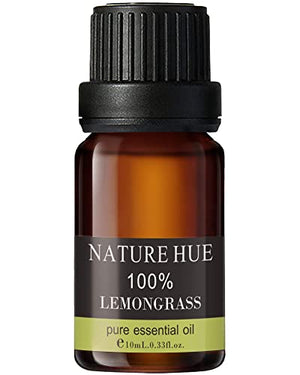 NATURE HUE Lemongrass Essential Oil - 10 mL (1/3 oz) - Pure, Natural, Therapeutic Grade