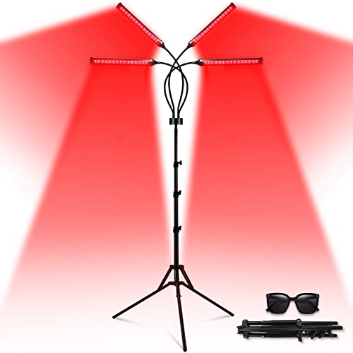 Devowellte Red Light Lamp for Face, 80 LEDs Red Light Lamp Height Free Adjustment Infrared Light