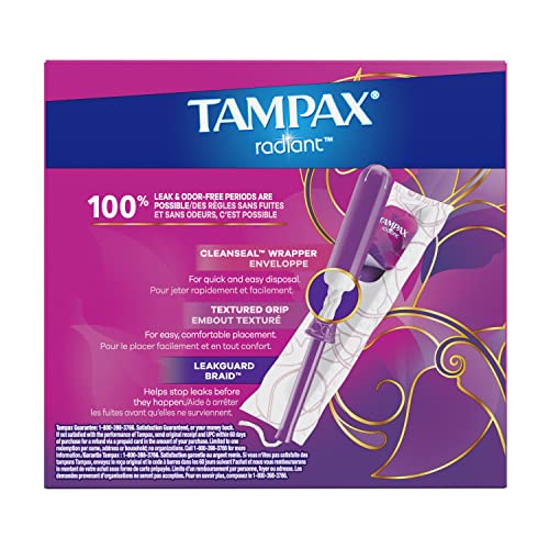 Tampax Radiant Tampons Multipack, Regular/Super/Super Plus Absorbency, With Leakguard Braid