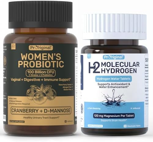 12 PPM Molecular Hydrogen Tablets & Women’s Probiotic with Prebiotics - Daily Wellness Routine for Women - 2 Items