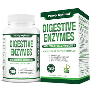 Purely Optimal Premium Digestive Enzymes Plus Prebiotics & Probiotics - for Better Digestio