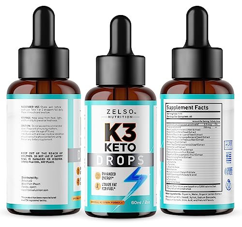 (2 Pack) K3 Keto Drops for Weight Loss - Fat Burner & Metabolism Booster - Advanced Keto