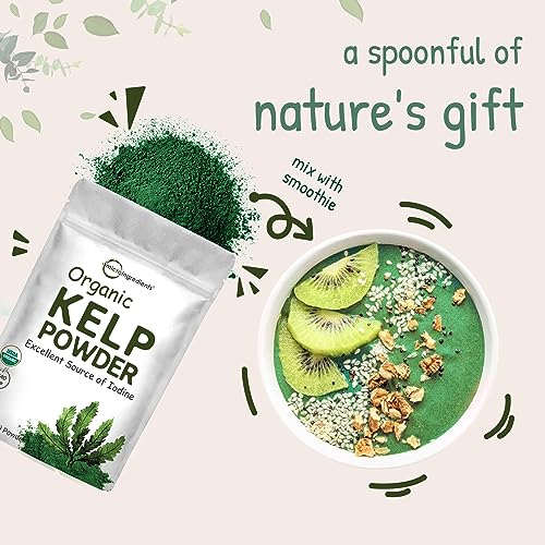 Organic Kelp Powder Supplement, 2lbs - Sustainably US Grown, Raw Ascophyllum Nodosum