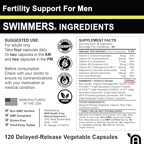 Swimmers - Fertility Support for Men - Optimal Sperm Count & Motility - Male Fertility Blend & Prenatal