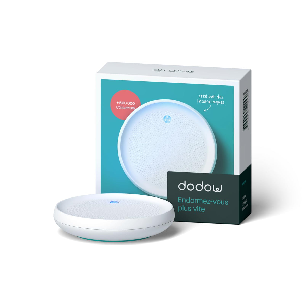 Dodow Sleep Aid Device - Fall Asleep Faster with Guided Breathing Light and Nightly Practice - Guides Included in Package - 8 & 20 Min Modes