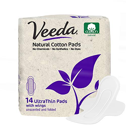 Veeda Ultra-Thin Absorbent Day Pads with 100% Natural Cotton Top Sheet are Always Chlorine