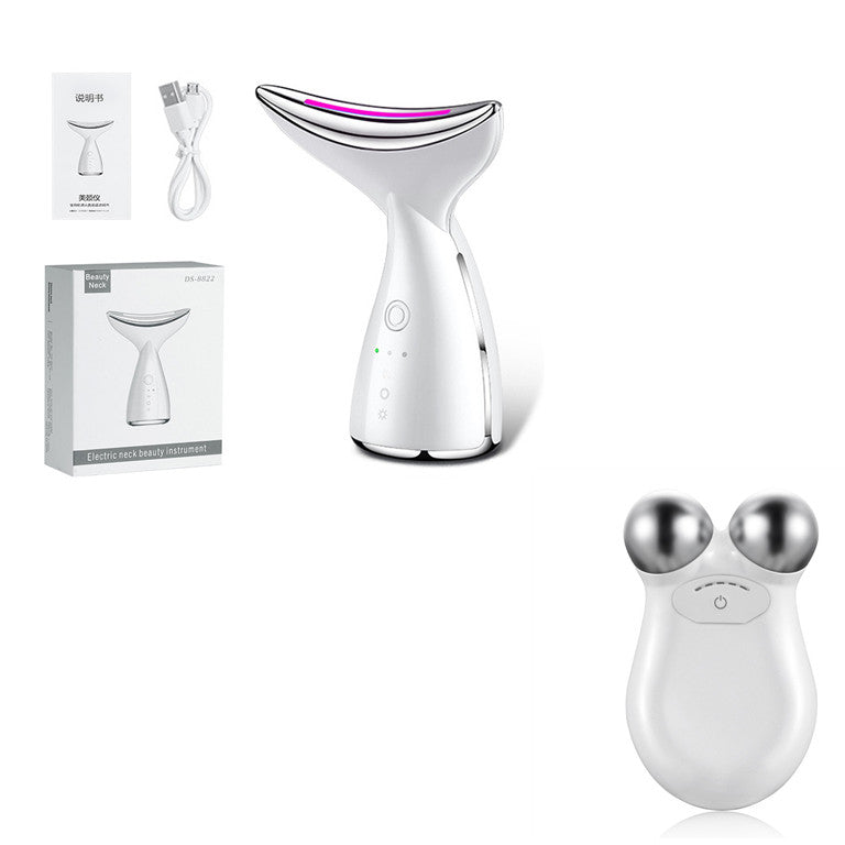 EMS Neck & Face Lifting Device with LED Light Therapy - Skin Firming & Double Chin Contour Tool