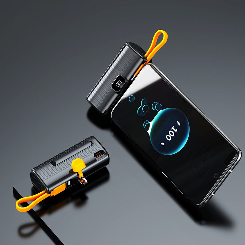 Compact Capsule Power Bank with Type-C / Lightning Plug - Portable Mini Charger