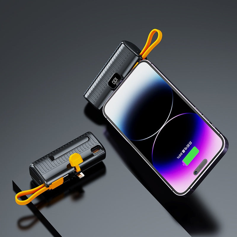 Compact Capsule Power Bank with Type-C / Lightning Plug - Portable Mini Charger