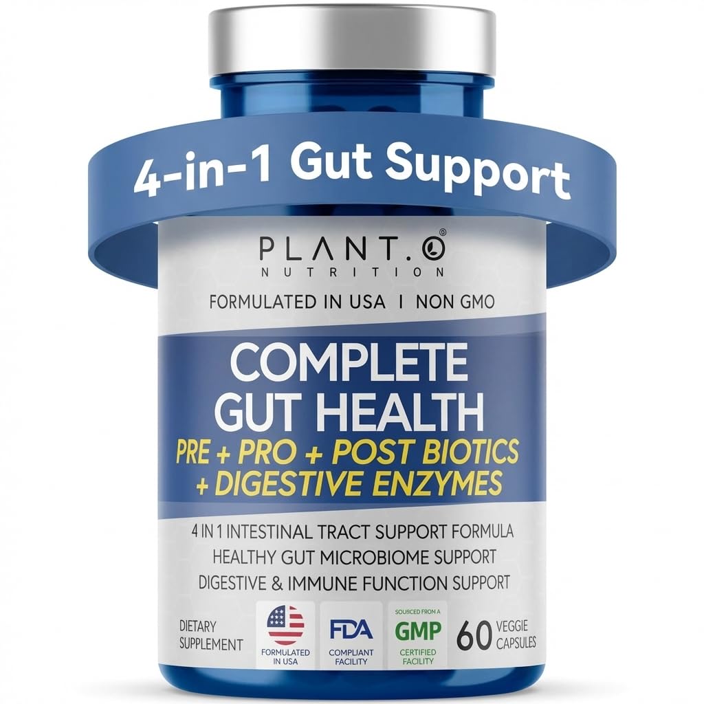 4-in-1 Gut Health Support - Prebiotics + Probiotics + Postbiotics + Digestive Enzymes - DE111 Spore Probiotic for Digestive Support & Bloating