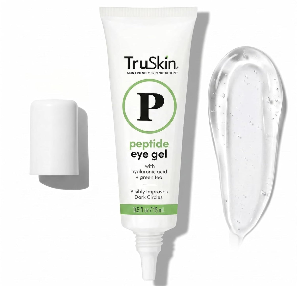 TruSkin Peptide Eye Cream Gel for Dark Circles, 0.5 fl oz - With Hyaluronic Acid to visibly smooth fine lines, hydrate and depuff tired-looking under eyes with a lightweight feel