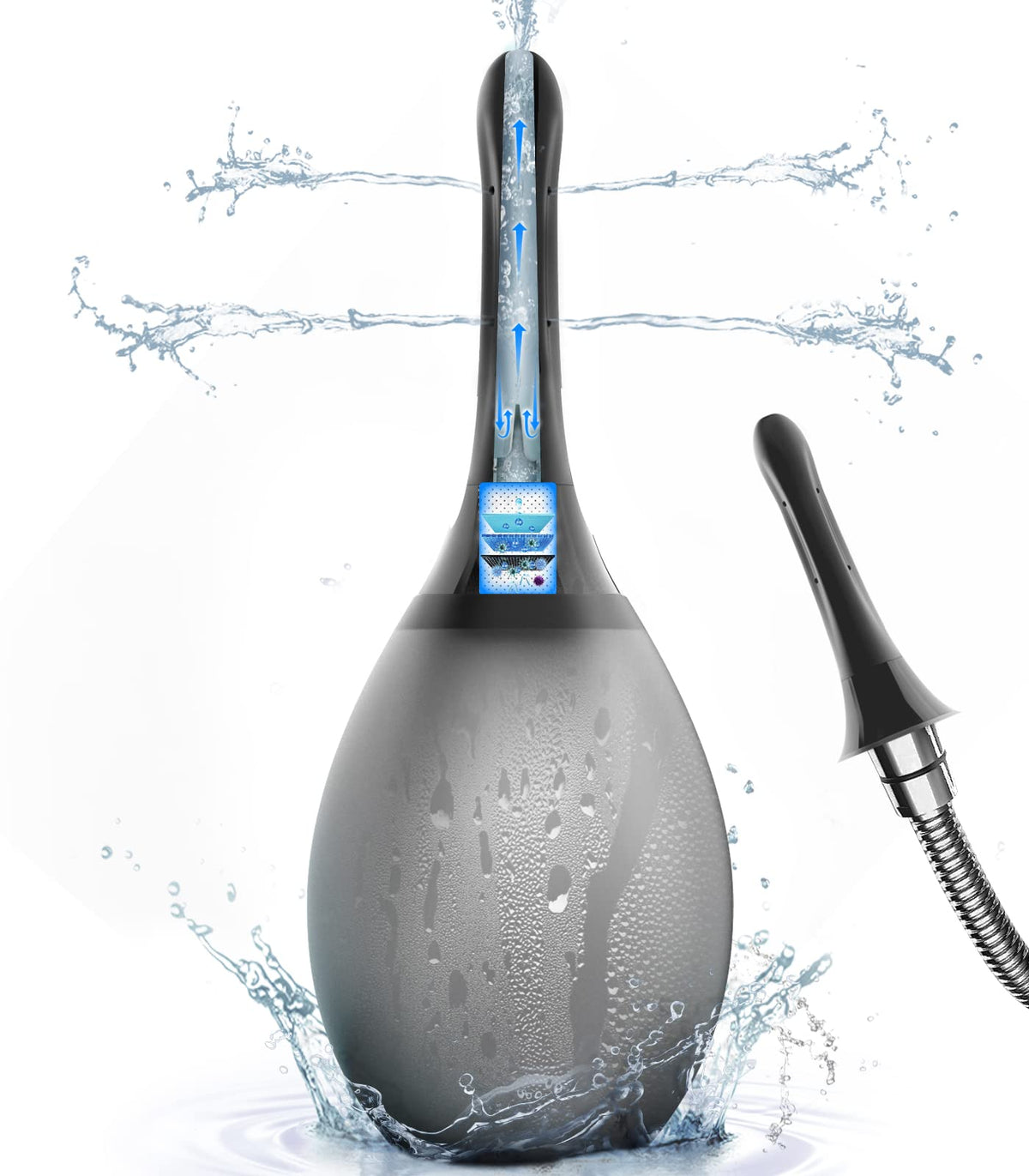 Enema Douche Anti Back-Flow, Amal Douche Connected to Shower Hole,Enema Bulb with 7 Spouts