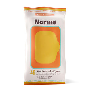 Norms Medicated Hemorrhoid Wipes with Witch Hazel and Aloe, Soothing Flushable Wipes for Itching, Burning & Swelling Relief, Hypoallergenic & Fragrance Free - 48ct (Pack of 1) NormsBuy Supplements Australia