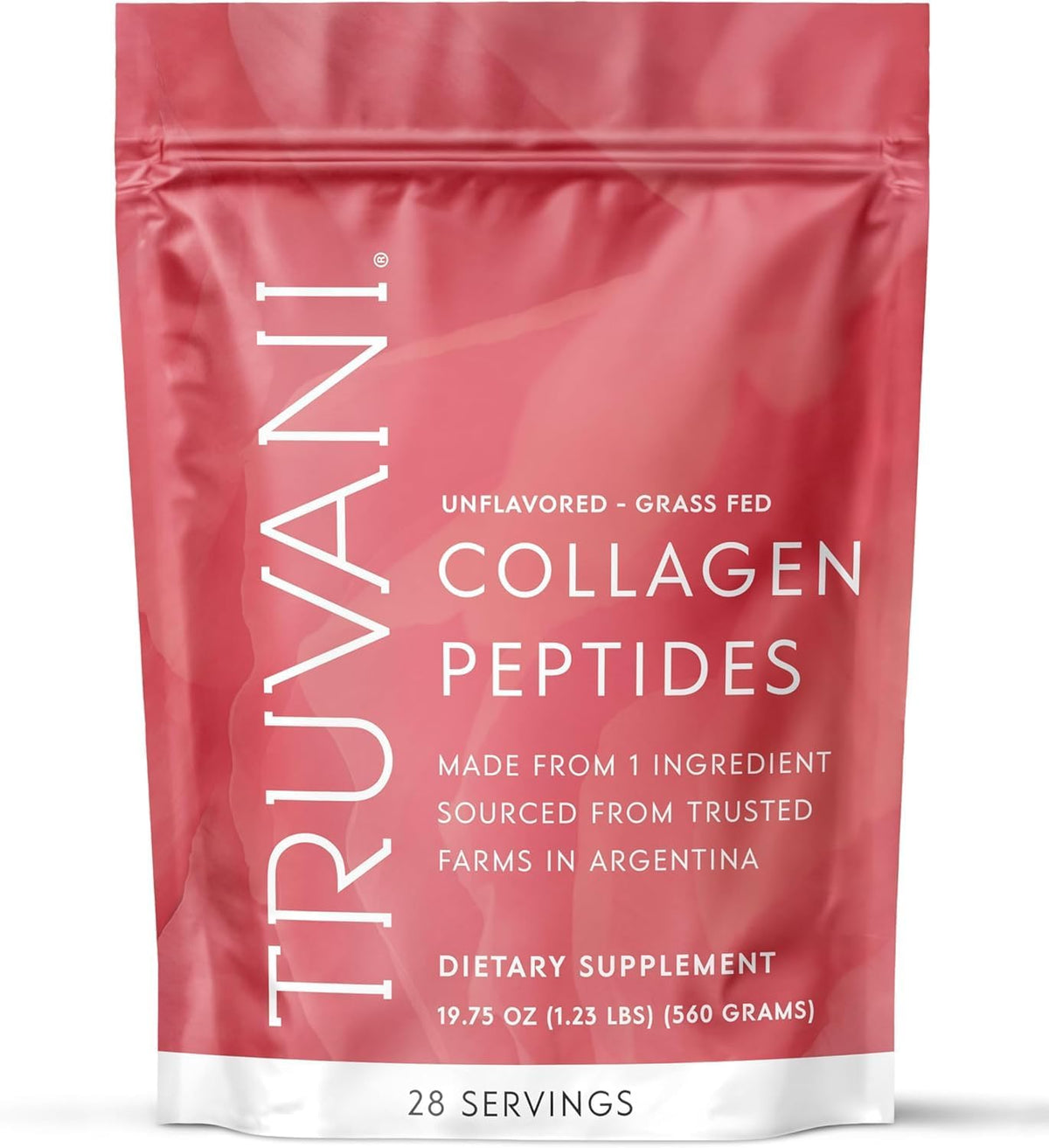 Truvani Hydrolyzed Collagen Peptides - Unflavored - 28 Servings - 20g Grass-Fed Collagen Protein Powder - Promotes Hair, Nail, Skin, and Joint Health - Keto - Gluten & Dairy Free