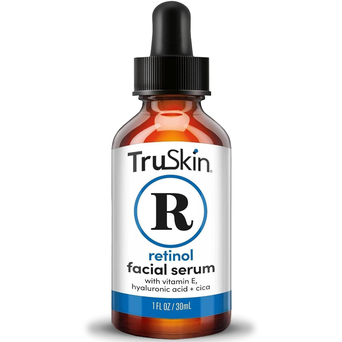 TruSkin Retinol Serum for Face with Hyaluronic Acid & Cica, 1 fl oz - Gentle overnight retinoid serum with Vitamin E helps visibly smooth fine lines, refines skin texture for renewed-looking skin