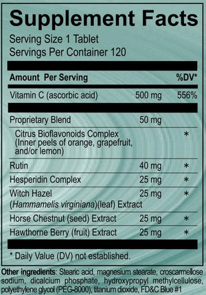 Vasoflex Vitamin C, Citrus Bioflavonoids Complex, Rutin, Hesperidin Complex, Witch Hazel Extract, Horse Chestnut Extract, Hawthorne Berry Extract Leg Vein Supplement Tablets, 120ct VasoflexBuy Supplements Australia
