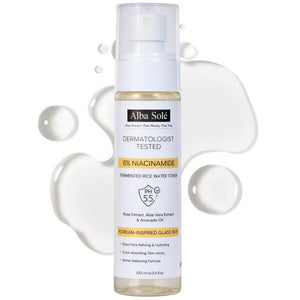 supplement products​Alba Solé 5% Niacinamide Face Toner with Fermented Rice Water | pH 5.5 Balancing Toner | Hydrates, Refines Pores & Brightens for Glass Skin - JerryCherryUSA