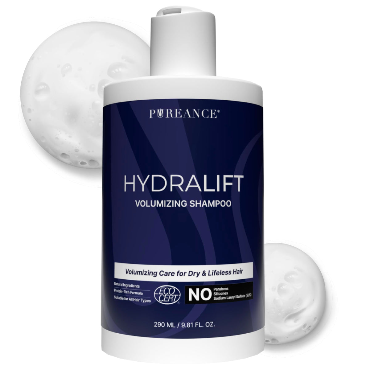 Pureance Hydralift - Volumizing Shampoo for Thinning Hair for Women & Men - Clean Hair Thickening & Volume Shampoo - Sulfate-Free with Wheat Protein, Betaine, Glycerin, Aloe & No Parabens - 9.81 Fl Oz