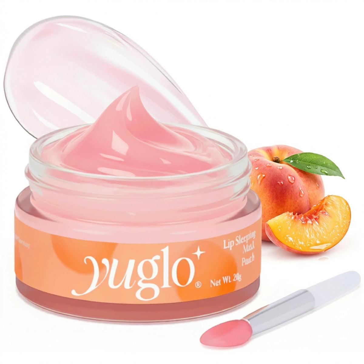 YUGLO Lip Sleeping Mask - Peach Flavor - Hydrating & Soothing Lip Treatment for Dry, Chapped Lips