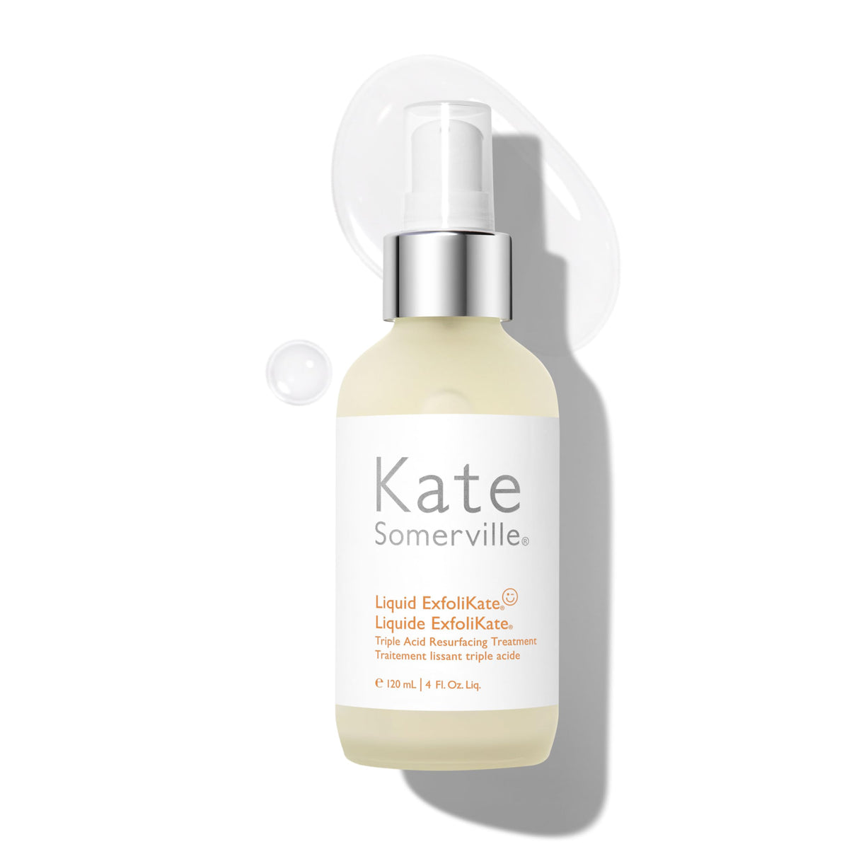 Kate Somerville Liquid ExfoliKate - Triple Acid Resurfacing Treatment, Clinically Formulated AHA Overnight Facial Exfoliator, Smooths Skin and Minimizes Pores, 4 Fl Oz