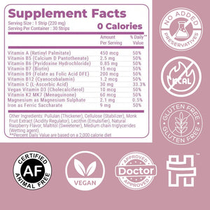 NutriHugs Daily Multivitamin Dissolving Strips - Vitamins A, B-Complex, C, D3 and K2 - 11 Essential Vitamins & Minerals - Vegan, Sugar-Free, Fast-Absorbing Oral Thin Film - Doctor-Founded - 30 Count MedHugsBuy Supplements Australia