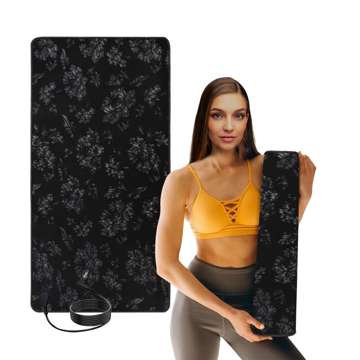 LOSUVERO Grounding Mat for Bed, 33.5x23.5Floral Printed Grounding Pad for Health Therapy, Efficient Sleep