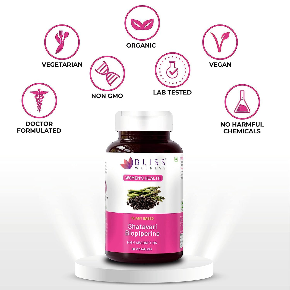 Sheltr Organic Shatavari Biopiperine - Women Health - Lactation Support Immunity Booster Menopause