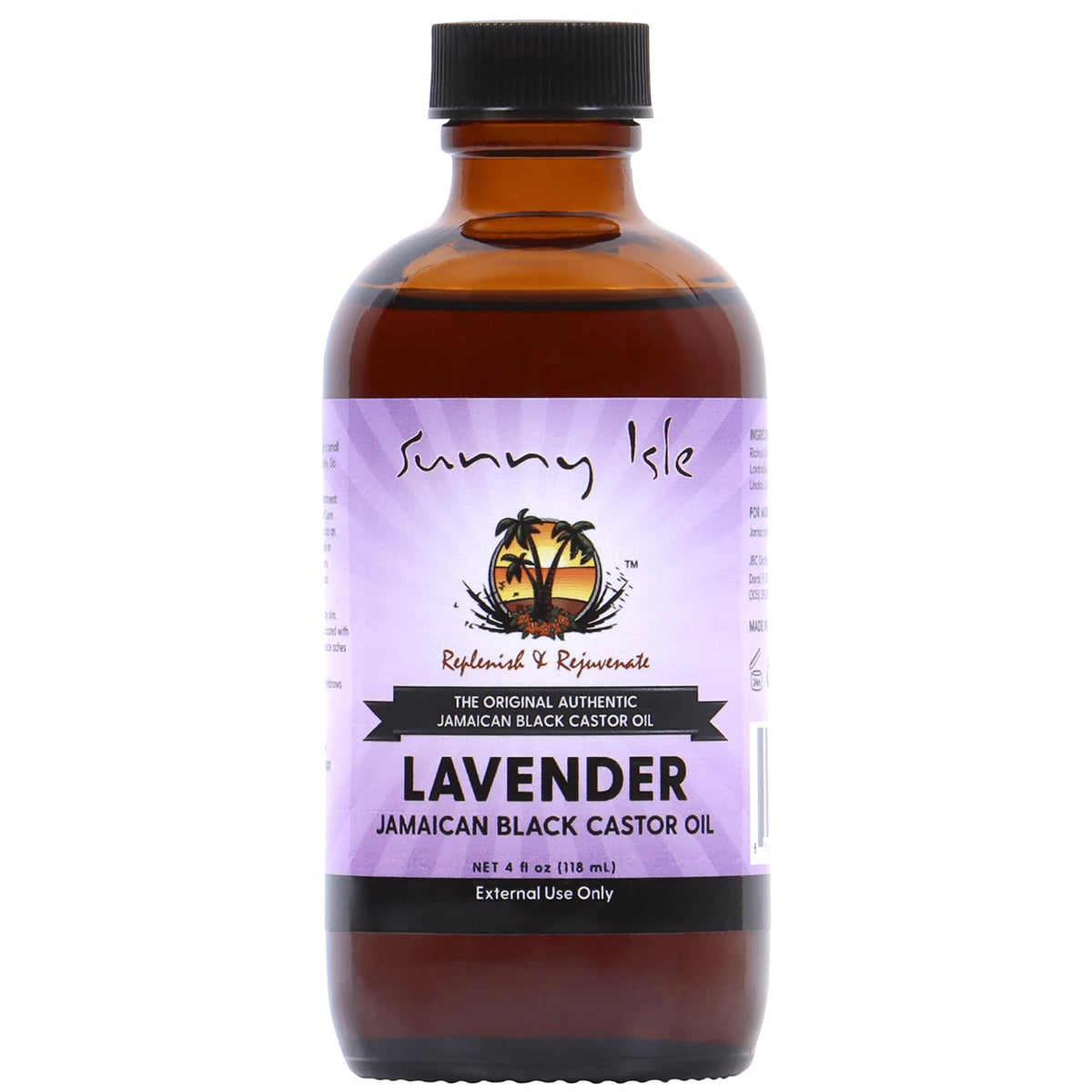 Sunny Isle Lavender Jamaican Black Castor Oil - Moisturizing Hair & Skin Treatment - 4 fl oz