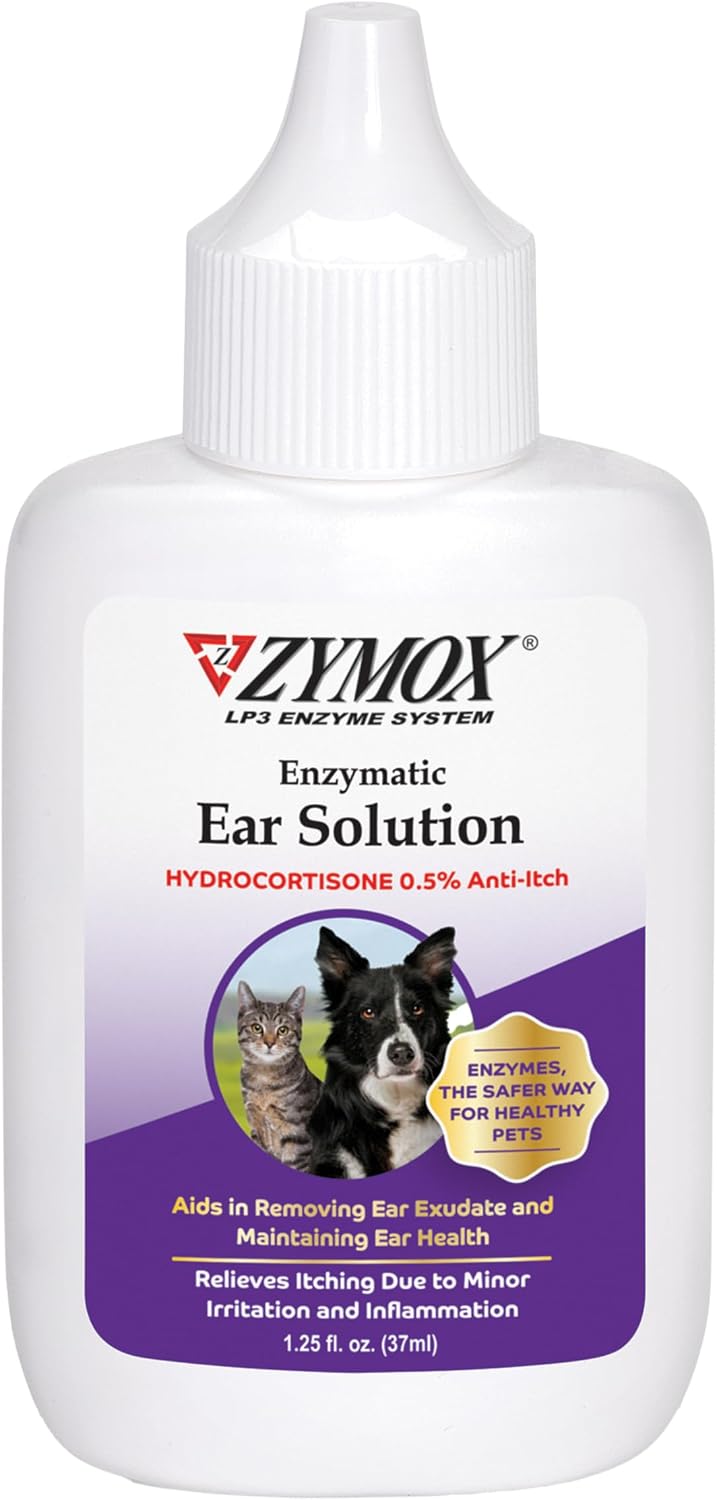 ZYMOX Enzymatic Ear Solution with 0.5-Percent Hydrocortisone - for Dog & Cat, 1.25 oz