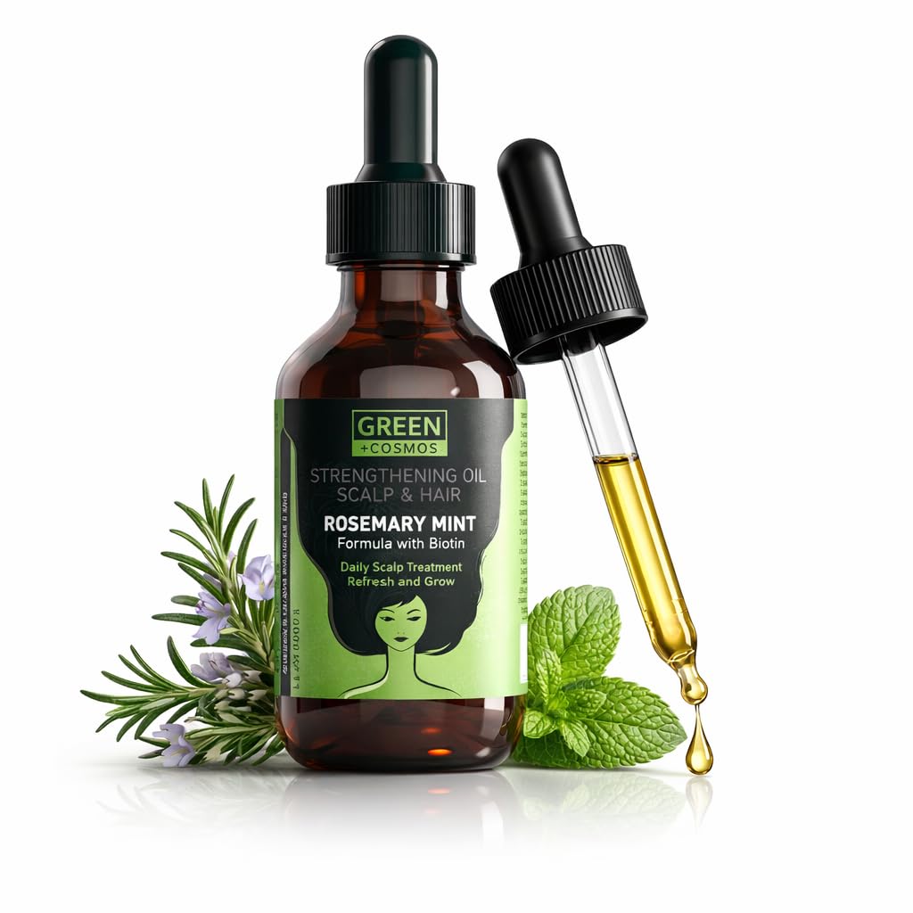 Rosemary Oil for Thinning Hair - Boosts Circulation, Relieves Itchy & Dry Scalp, Strengthens Hair & Eyebrow & Eyelash Health - Suitable for Men & Women, All Hair Types (60ml/2oz) (Pack of 1)