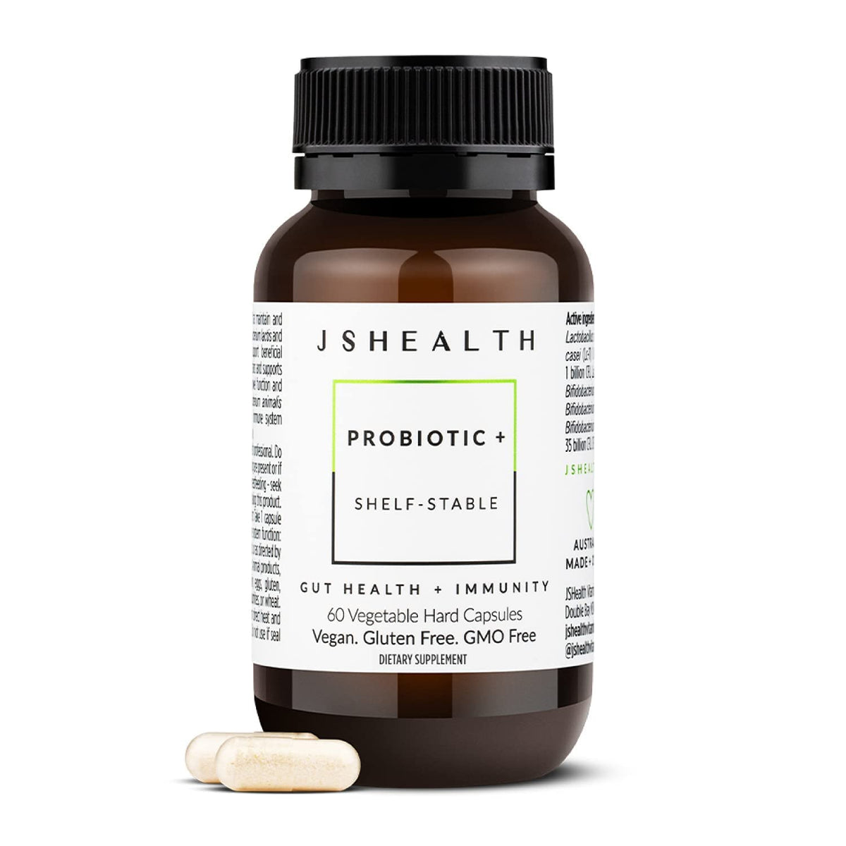 JSHealth Vitamins Gut Health and Immunity Formula - Probiotics for Women and Men - Shelf Stable Probiotic Supplement for Digestive Health and Immune Support (60)