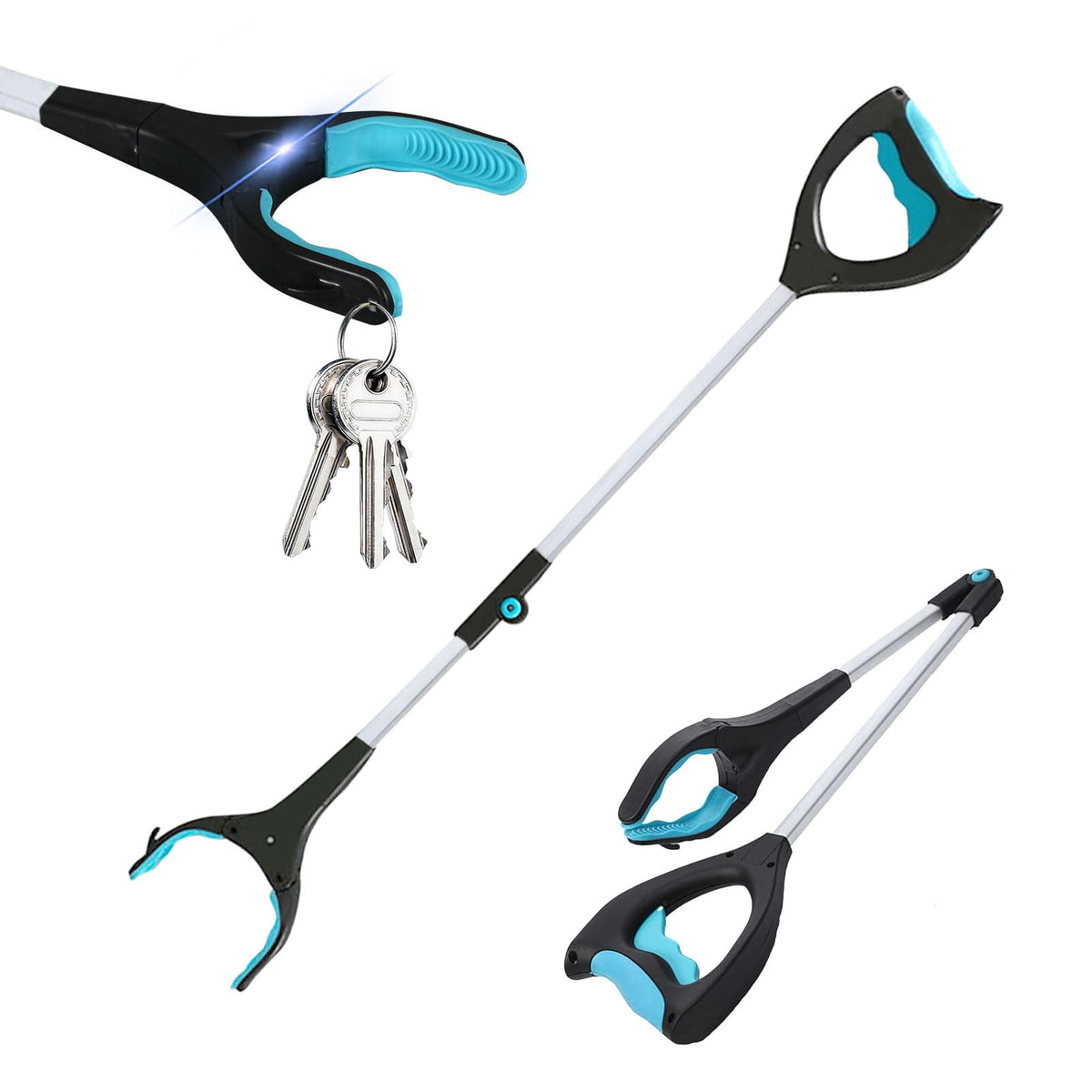 Grabber Reacher Tool, 32" Pick Up Stick Grabber with LED for Elderly and Lightweight Trash Picker