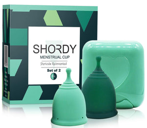 SHORDY Reusable Menstrual Cup (Small & Large) Set of 2 with Box, 100% Soft Silicone, Copa Menstruelle