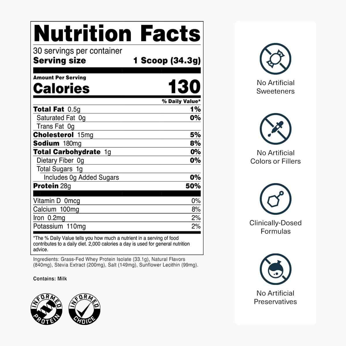 Transparent Labs Grass-Fed Whey Protein Isolate - Naturally Flavored, Gluten Free Whey Protein Powder with 28g of Protein per Serving & 9 Amino Acids - 30 Servings, French Vanilla