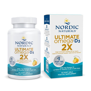 Nordic Naturals Ultimate Omega 2X with Vitamin D3, Lemon Flavor - 60 Soft Gels - 2150 mg Omega-3 + 1000 IU D3 - EPA & DHA - Brain, Heart, & Immune Health - 30 Servings Nordic NaturalsBuy Supplements Australia
