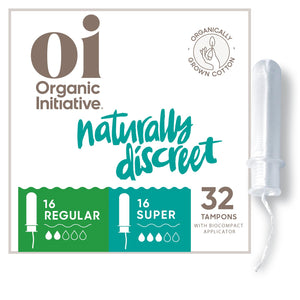 Oi | Organic Initiative - Tampons | Regular/Super Absorbency | Organic Cotton, Unscented
